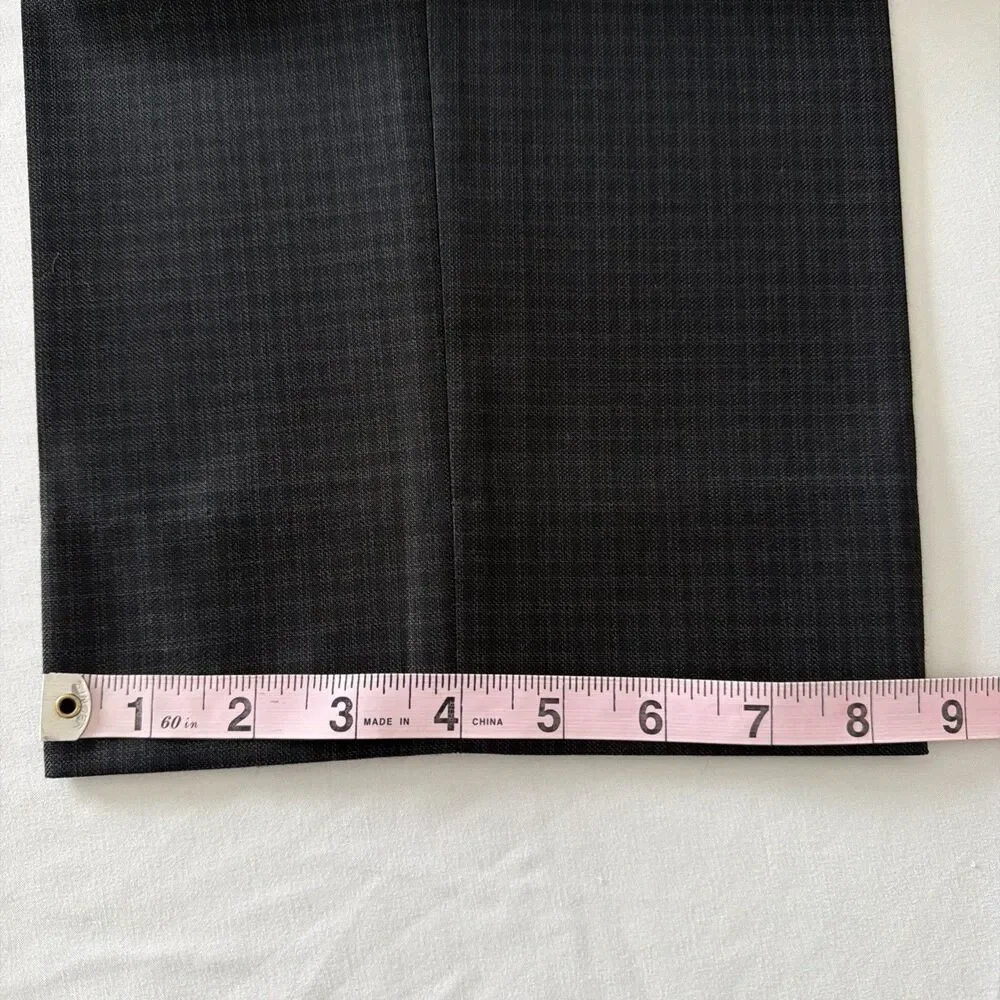 Canali Mens 35x32 IT 52 100% Wool Dress Pants Gray Check Flat Front Made N Italy - Picture 14 of 16